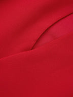 Rotes klassisches Midikleid mit Ausschnitten, Rundhalsausschnitt und kurzen Ärmeln