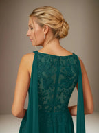 A Line Chiffon V Neck Sleeveless Floor Length Pleated Mother of the Bride Dresses With Appliques