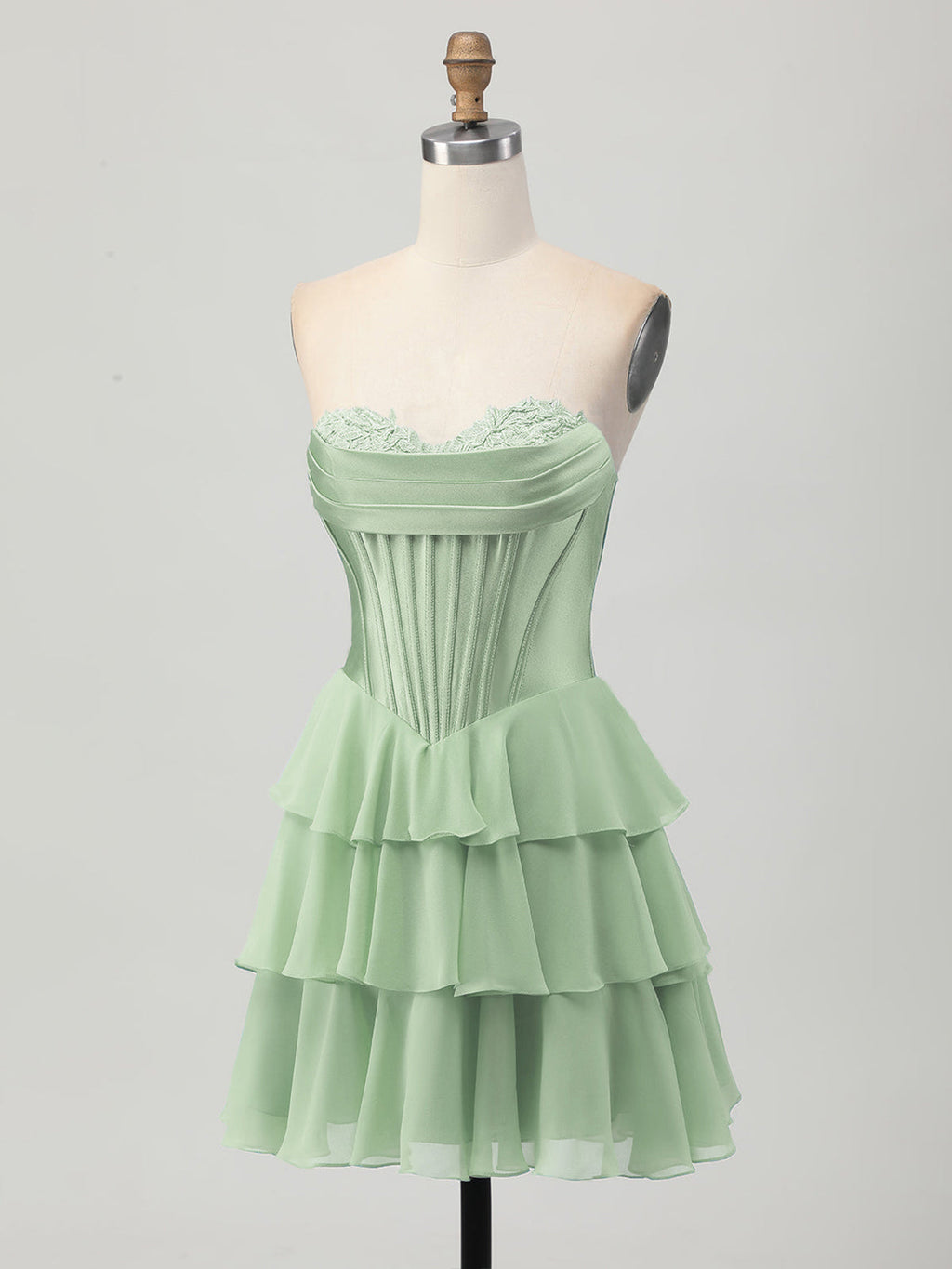 Robe courte bustier corset à volants en forme de cœur pour bal de promo