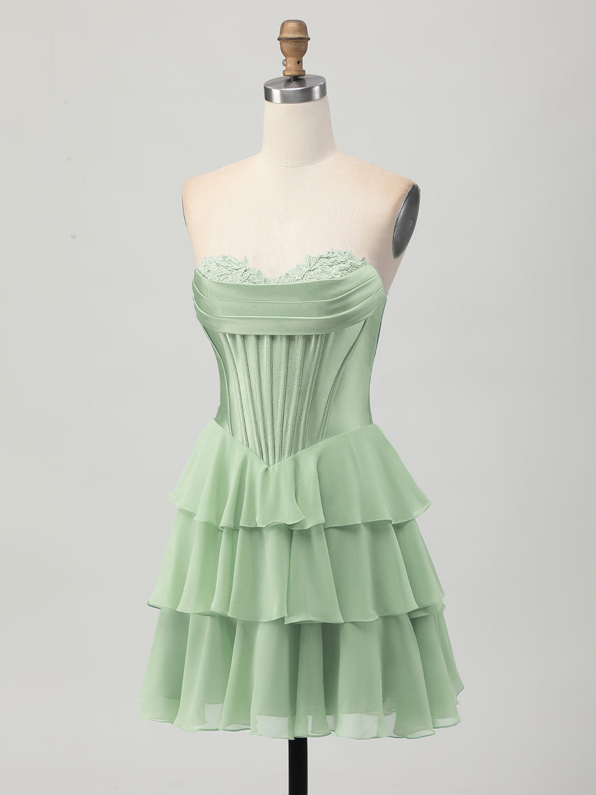 Robe courte bustier corset à volants en forme de cœur pour bal de promo