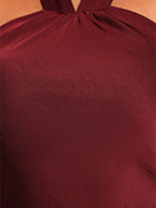 Pflaumenfarbenes Satin-Sheath/Säulen-Kleid mit Neckholder, ärmellos, knöchellang, Brautjungfernkleid