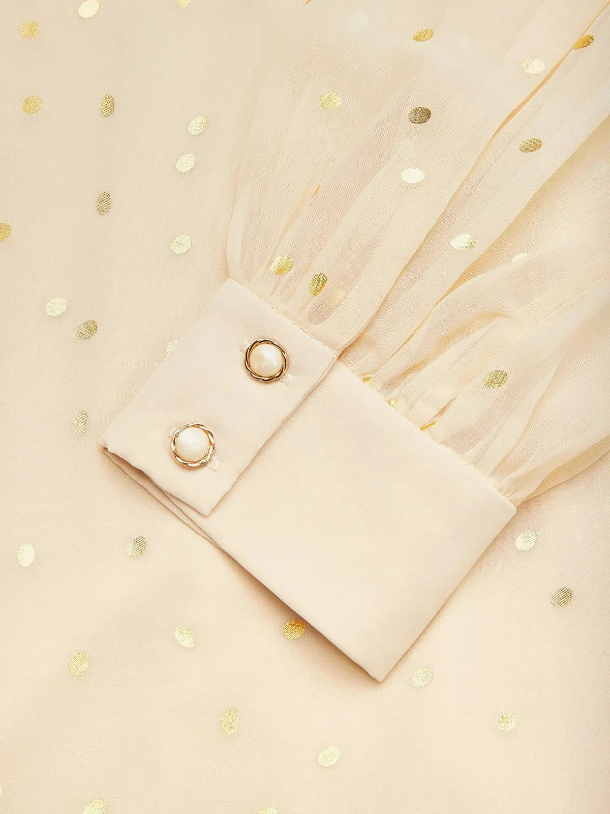 Abito midi albicocca dorato in chiffon, scollo a V, maniche lunghe a palloncino, linea ad A