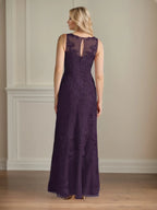 Trompeten-/Meerjungfrauen-Chiffon-Kleid mit Rundhalsausschnitt, Cape-Ärmeln und bodenlang