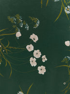Grünes Blumen A-Linien Maxikleid mit kurzen Ärmeln und Schlitz