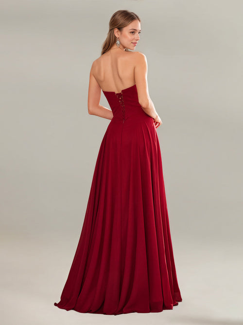 A Line Chiffon Off The Shoulder Sleeveless Floor Length Dress