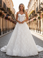 Romantic Sweetheart Neck Corset Lace A-Line Bridal Wedding Gown