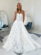 Romantic Sweetheart Neck Corset Lace A-Line Bridal Wedding Gown