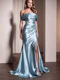 Party Kleid Himmelblau ärmellos mit hohem Schlitz Meerjungfrauenrock