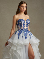Ballkleid/Prinzessin V-Ausschnitt schulterfrei Schleppe Tüll Ballkleid