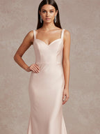 Pink Mermaid Sweetheart Floor-Length Satin Prom Dress
