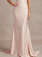 Pink Mermaid Sweetheart Floor-Length Satin Prom Dress