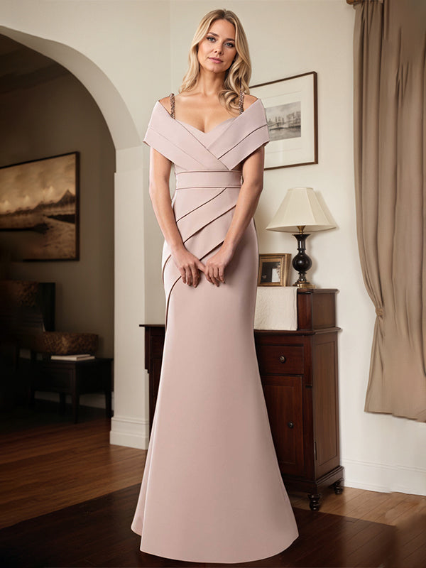 Trumpet/Meerjungfrau Spaghettiträger bodenlanges Stretch Krepp Brautmutterkleid
