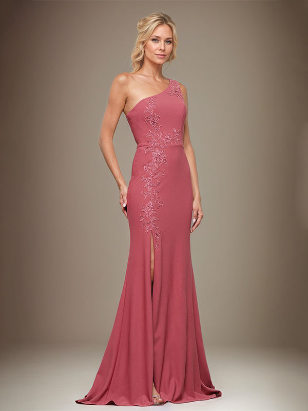 Trumpet/Meerjungfrau Ein-Schulter Ärmelloses Chiffon Mutter der Braut Kleid mit Applikationen