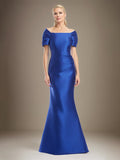 Trumpet/Meerjungfrau Kurzarm Bodenlanges Satin Kleid für die Brautmutter