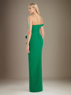Black Sheath/Column Off The Shoulder Stretch Crepe Mother Of The Bride Dress With High Slit