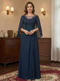 A-Linien/Prinzessin Ausschnitt bodenlanges Mutter der Braut Kleid mit Plissees & Pailletten
