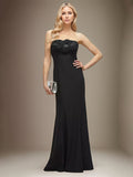 Black Stretch Crepe Sheath/Column Off the Shoulder Sleeveless Floor Length Dress