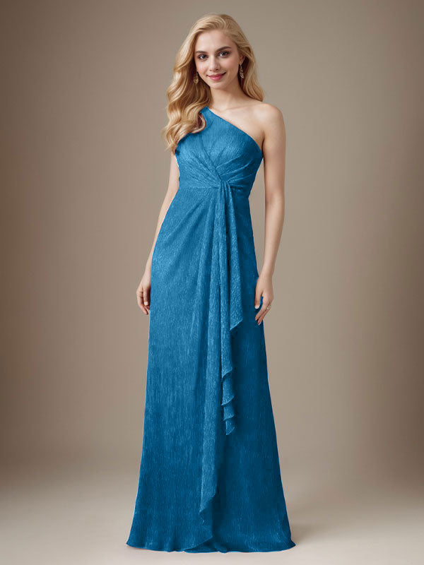 Rubinrotes Etuikleid mit einer Schulter aus metallischem Mesh Mutterkleid der Braut