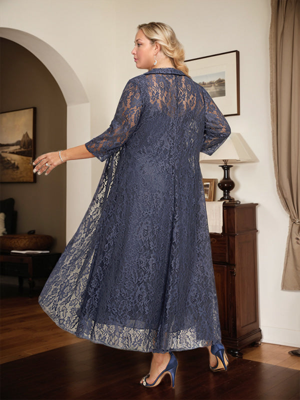 Abito da madre della sposa in chiffon a linea A, scollo a V, lunghezza tea