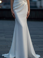 Abendformelles Kleid, plissiert, schulterfrei, elegantes Maxikleid