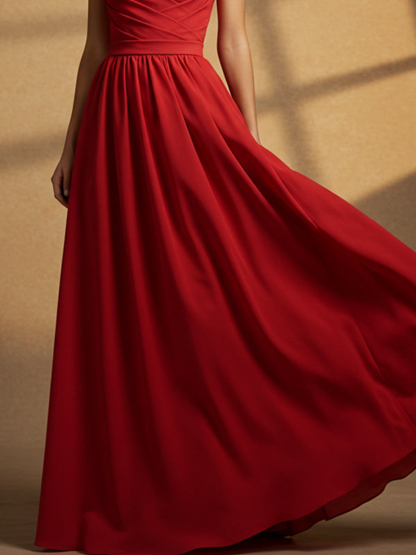Elegant Formal Red Maxi Prom Dress Off The Shoulder Strapless Evening Gown