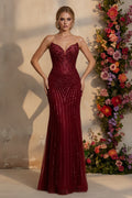 Strapless Sequined Mermaid Evening Gown with Sweetheart Neckline