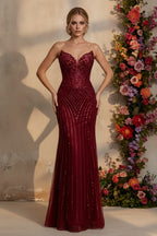 Strapless Sequined Mermaid Evening Gown with Sweetheart Neckline