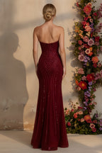 Strapless Sequined Mermaid Evening Gown with Sweetheart Neckline