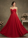 Elegant Formal Red Maxi Prom Dress Strapless Evening Gown