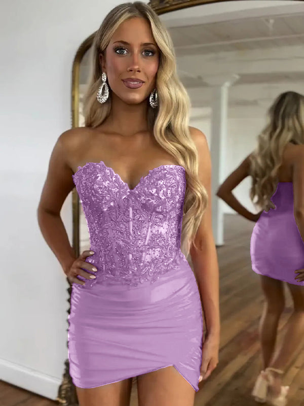 Robe moulante pour bal de promo à paillettes scintillantes, décolleté cœur