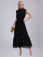 Black Sleeveless Hollow Maxi Dress