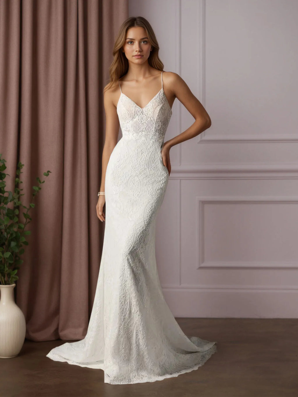 Robe de mariée sirène en dentelle blanche