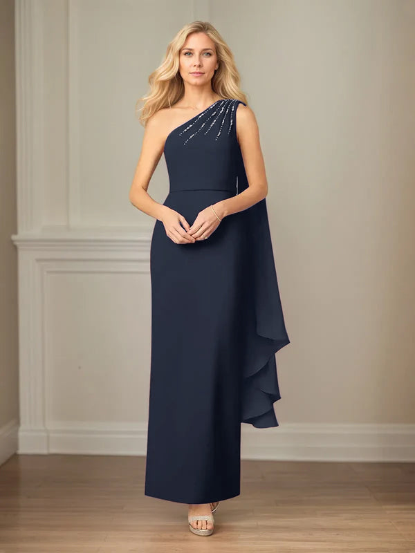 Etui/Säulen Chiffon Ein-Schulter Ärmelloses bodenlanges Kleid