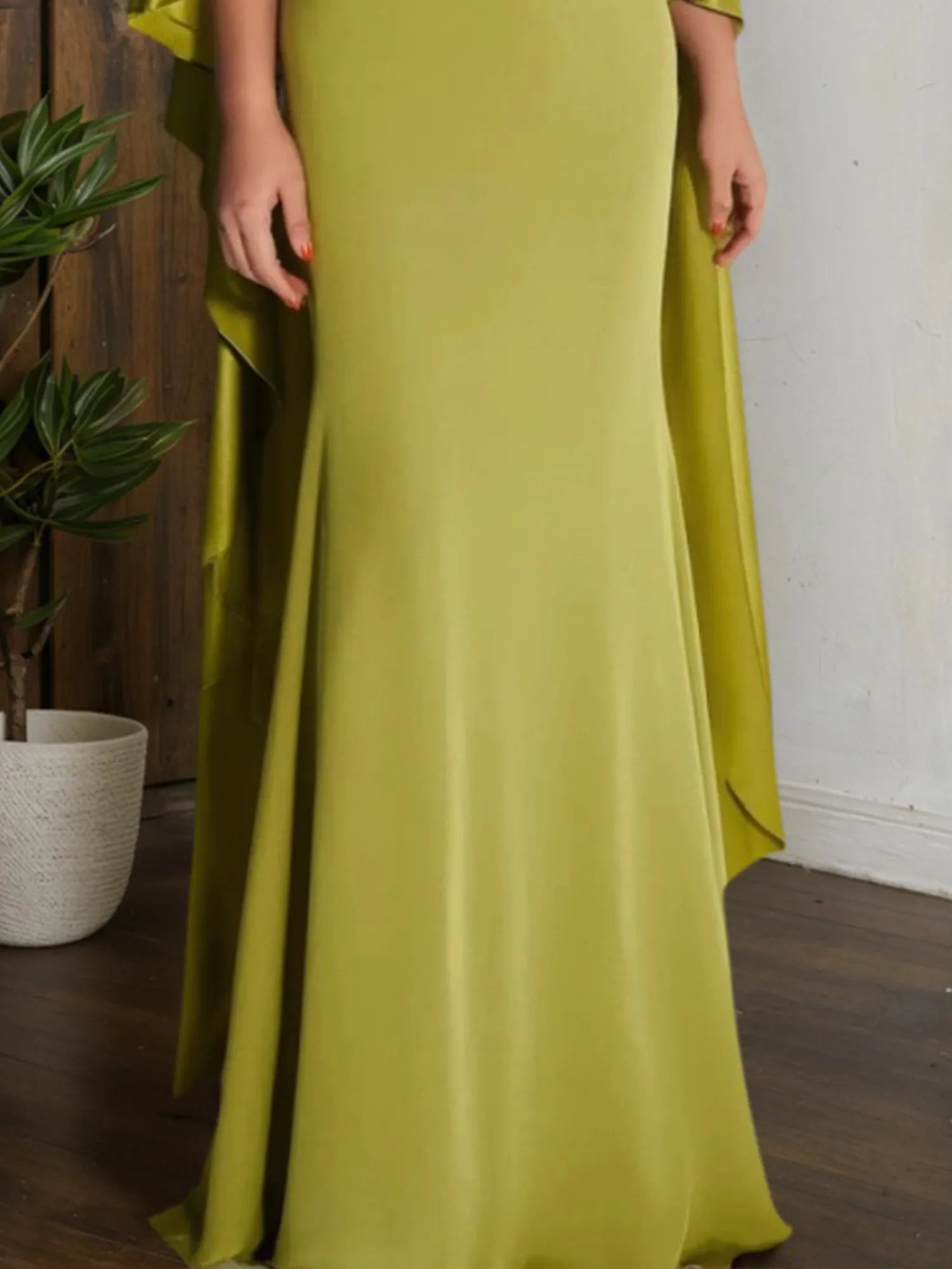 Formal Evening Dress Green V Neck Maxi Dress