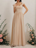 Rosa klassisches Maxikleid mit quadratischem Ausschnitt, ärmellos, A-Linie