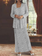 Abiti da madre della sposa in chiffon con paillettes e giacca
