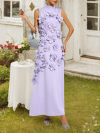 Vestido Longo Hank com Aplicação de Flores
