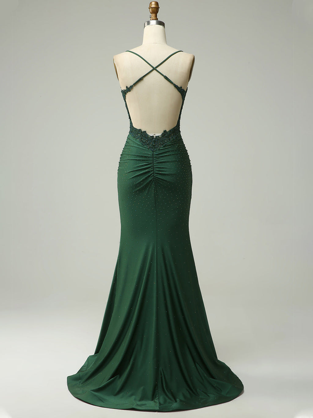 Mermaid Halter Beaded Long Prom Dress with Appliques and Slit