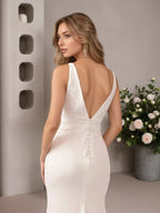 Robe de mariée sirène en satin et dentelle blanche