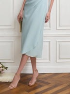 Hochzeitsgast Halbformelles Kleid hellblaues V-Ausschnitt Chiffon Midikleid