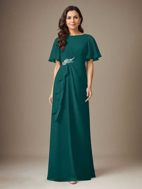 Robe fourreau en chiffon bleu marine foncé perlée