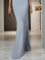 Vestido formal azul con perlas, vestido maxi para madre de la novia