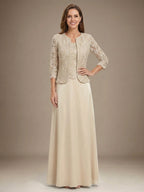 Glitter Lace & Satin Skirt Jacket Dress with Open Jacket