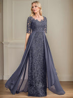 Robe maxi en chiffon et dentelle
