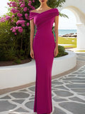 Evening Dress Purple Off-The-Shoulder Maxi Mother of the Bride Dress