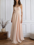 Chiffon Pink Strapless Pleated Maxi Formal Dress