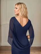 Trumpet/Mermaid Scoop Neck Cap Sleeves Mesh Mother of the Bride Dress