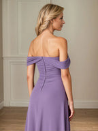 A Line Ruched Ankle Length Mother of the Bride Dress with Ruffles