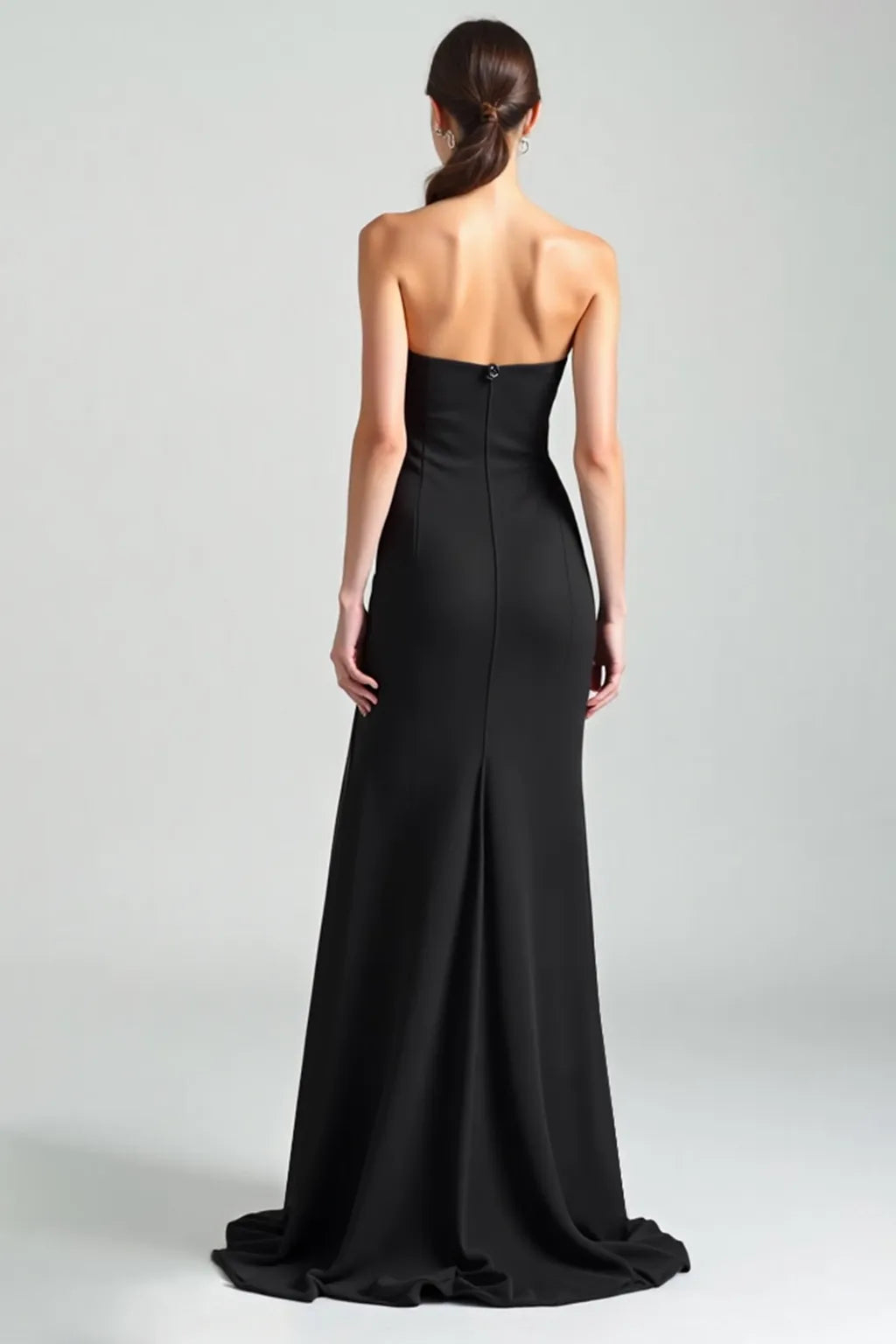 Formal Evening Solid Dress Black Off Shoulder High Slit Floor-Length Dress