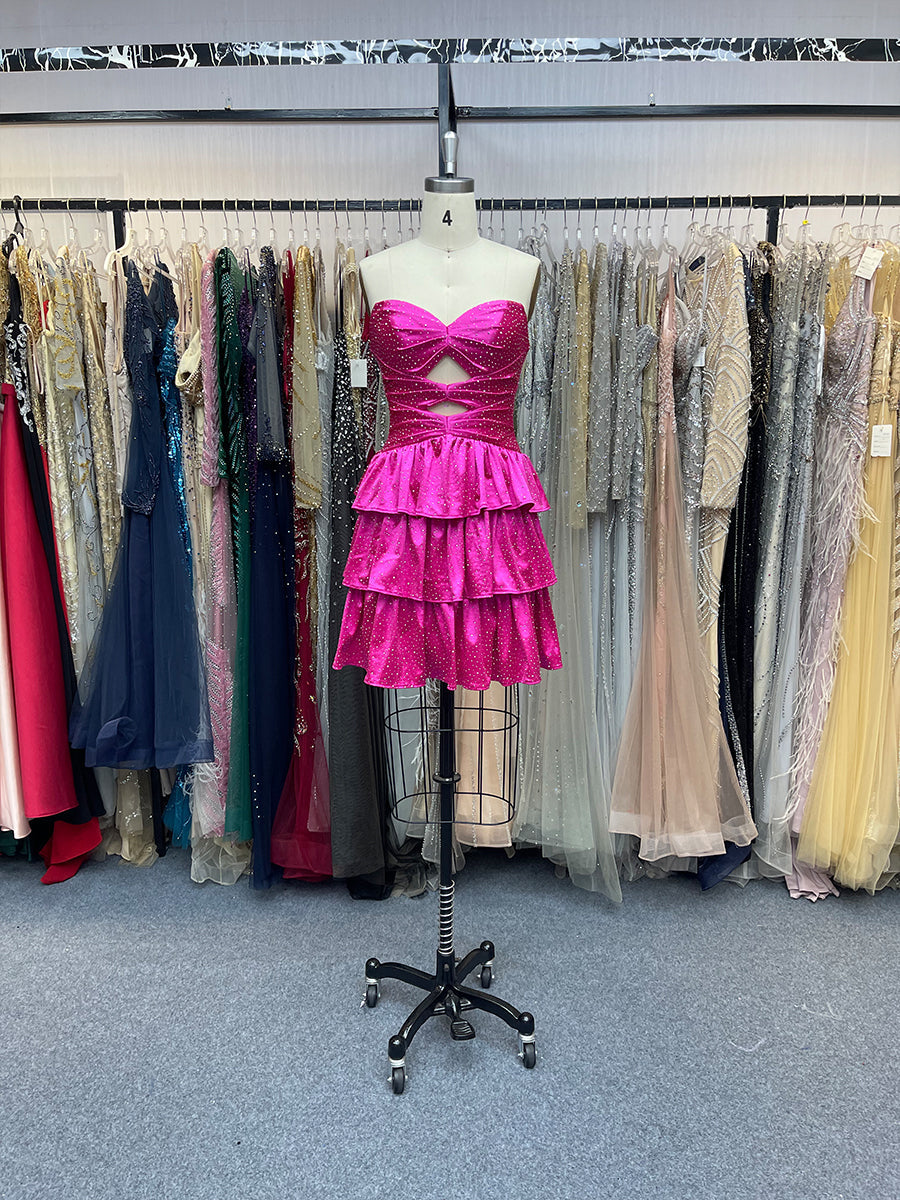 A-Linie Trägerloses Herz-Ausschnitt Satin Abschlussballkleid mit Schlüsselloch